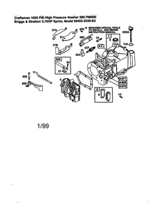 Cylinder Diagram and Parts List for 98902-2228-E2  Briggs and Stratton Engine
